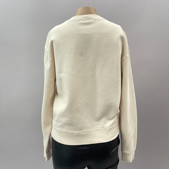 Sandro Love is Beautiful Embroidered Sweatshirt Light Beige Women's Size 1 Small - Picture 6 of 16